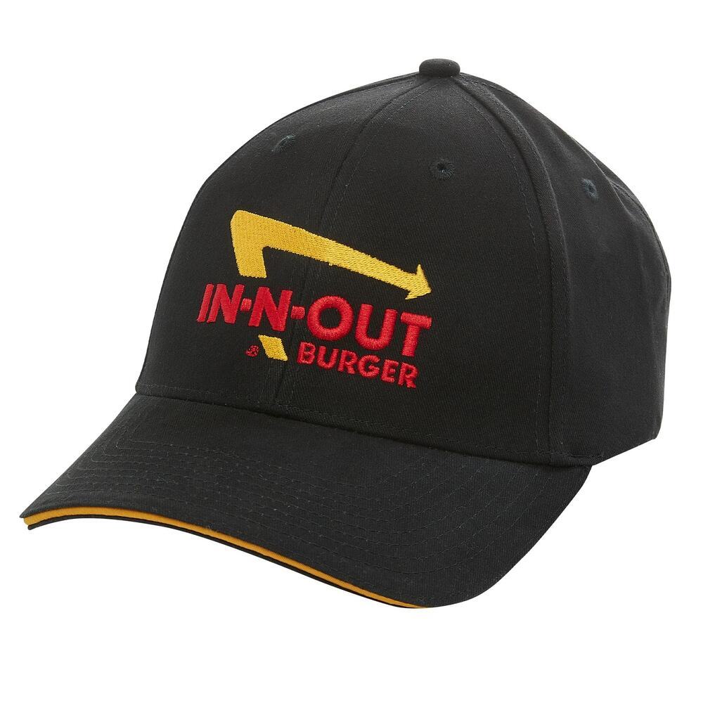 In-N-Out Burger Baseball Cap Hat Size 1 Black Embroidered Adjustable Employee